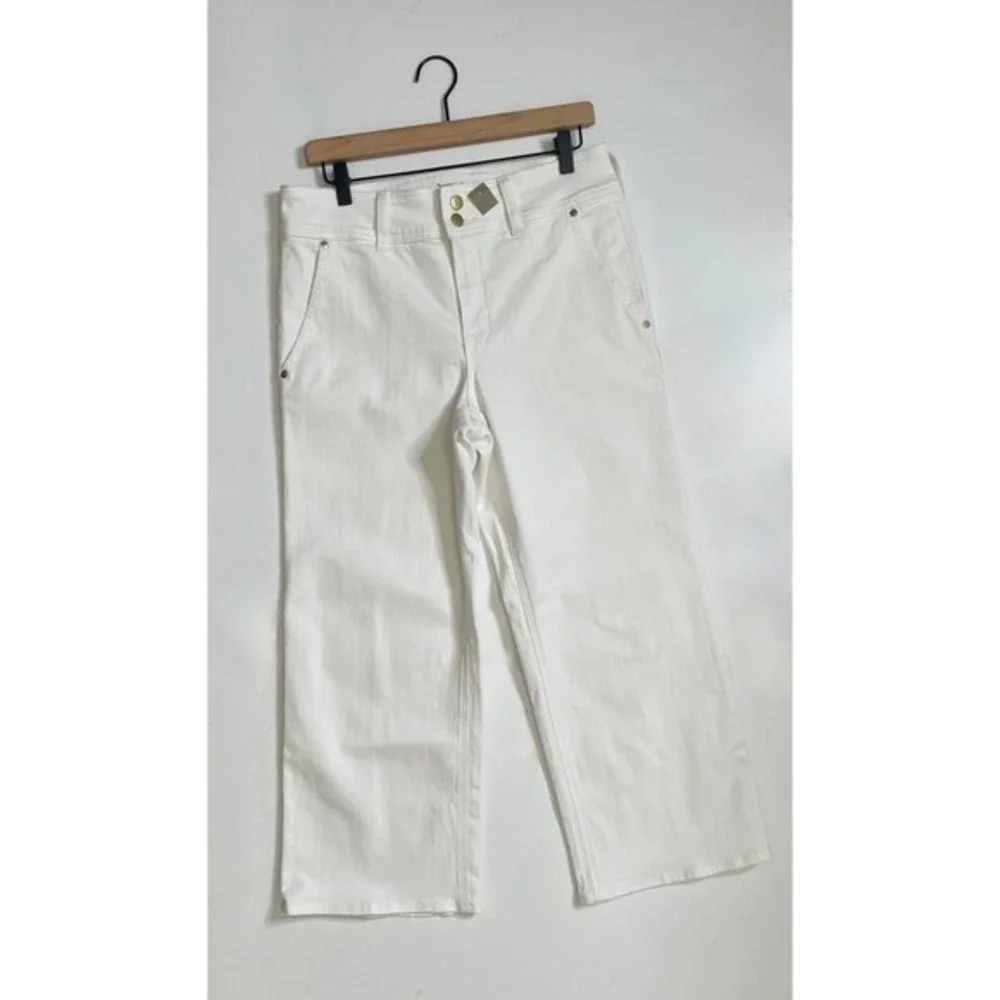 NWT!! J. CREW‎ Slim Wide Jeans Stacked Buttons Solid White Size 29 Petite 29P